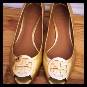 Tory Burch gold kitten wedge**FINAL REDUCTION**