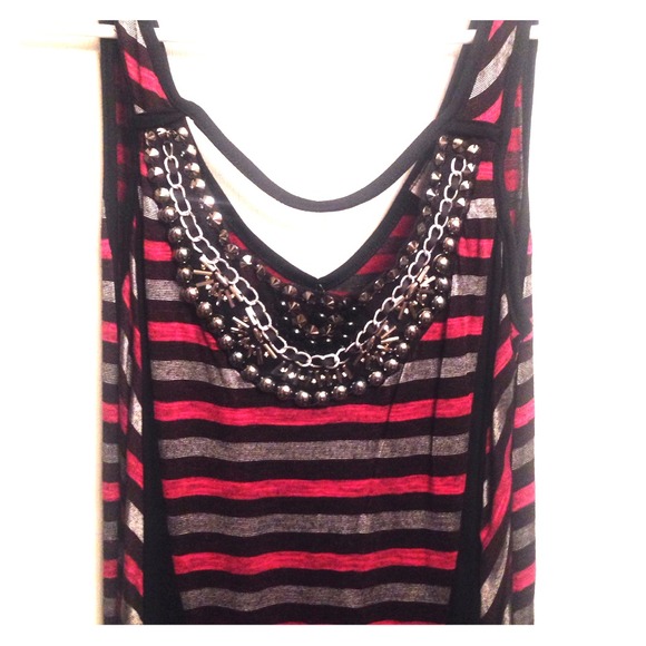 Entry pink, black, stripped dress