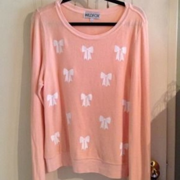 Wildfox peach bow jumper