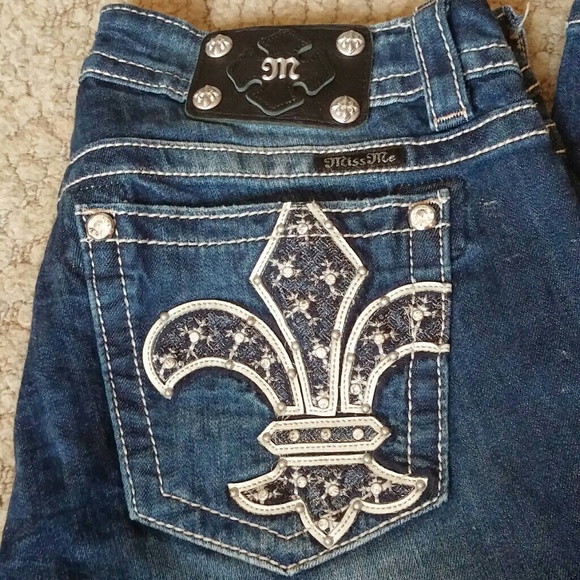 miss me fleur de lis skinnies