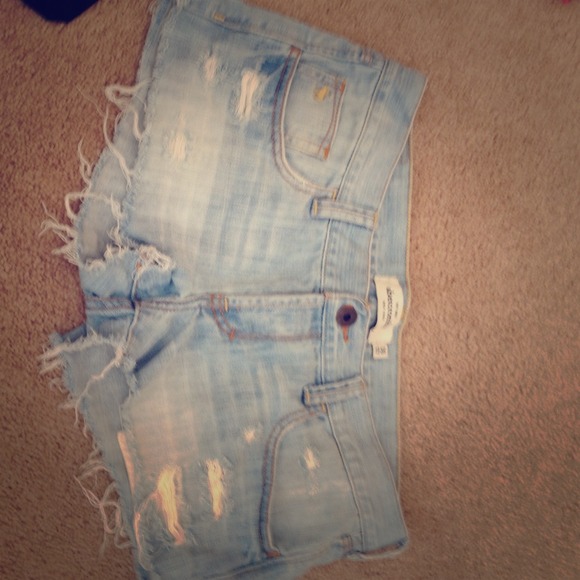 Abercrombie Kids light wash destroyed shorts