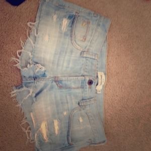 Abercrombie Kids light wash destroyed shorts