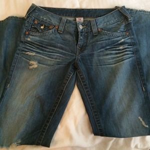 "Joey" Distressed Low Rise True Religion Jeans
