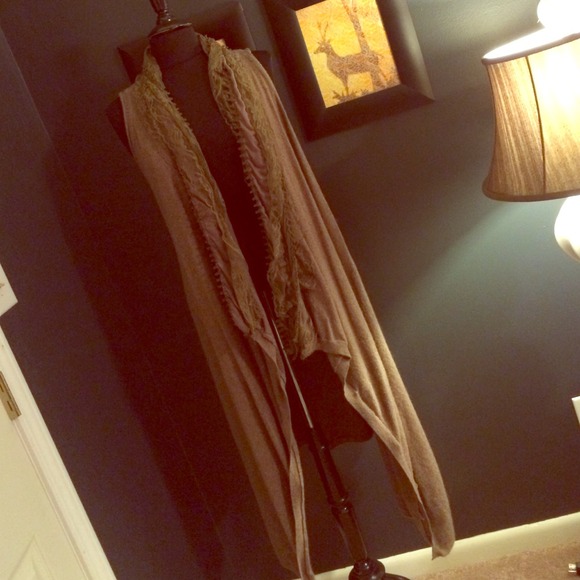 Brown long sweater vest