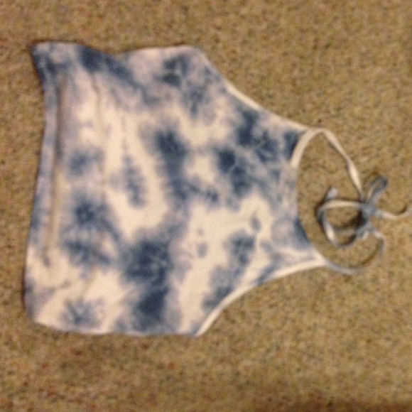 Blue and white halter top