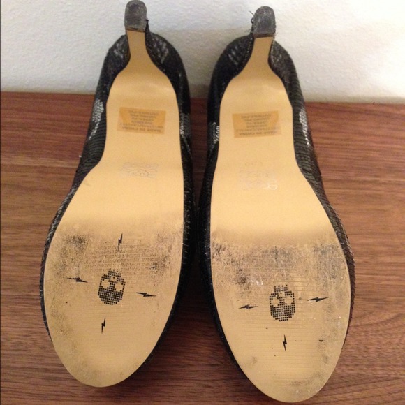 SOLD!! IronFist black sequin skull platform pumps - Picture 4 of 4