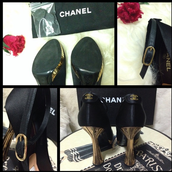 5⃣HP9/1-2,12/19,3/28.9/25Couture Chanel Gold Heels - Picture 3 of 4