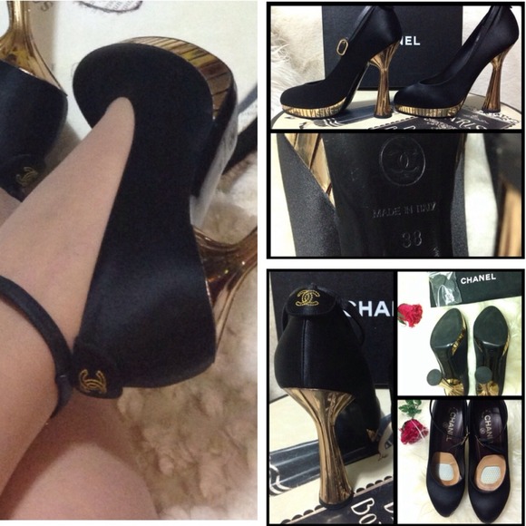 5⃣HP9/1-2,12/19,3/28.9/25Couture Chanel Gold Heels - Picture 4 of 4
