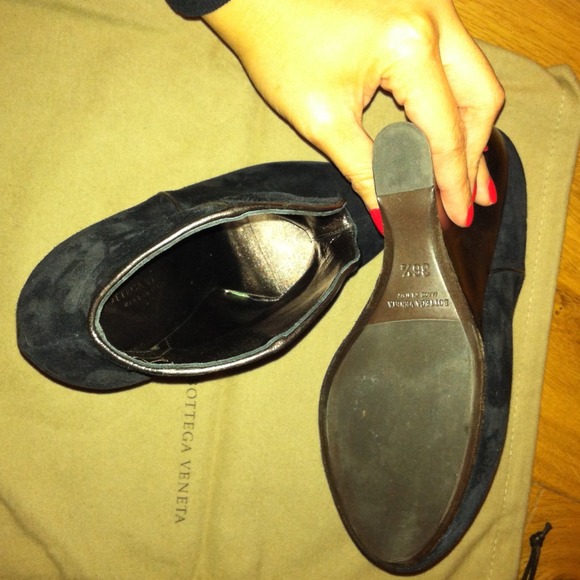 Bottega Veneta Black Suede Metallic Wedge Booties - Picture 3 of 3