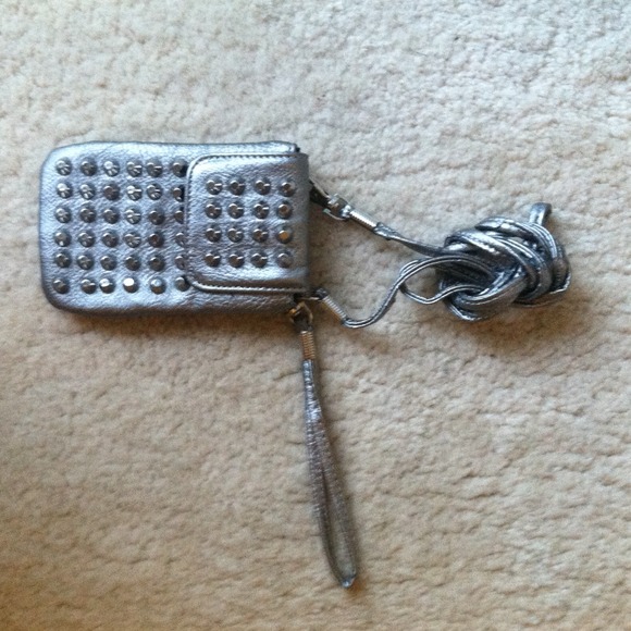 Silver studded wallet/ phone holder
