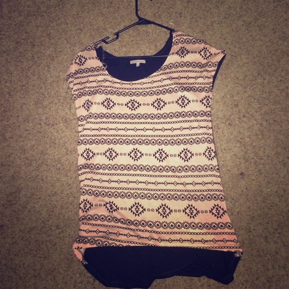 Pink and black tribal print shirt