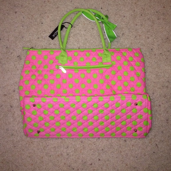 NWT, Adorable Pink & Green Tote!