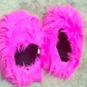Purple furry slippers!