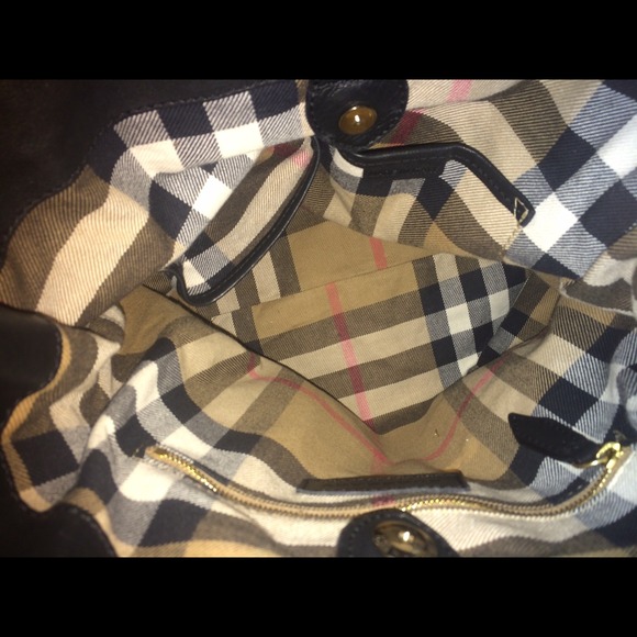Burberry chk detail leather portrait tote RARE!! - Picture 4 of 4