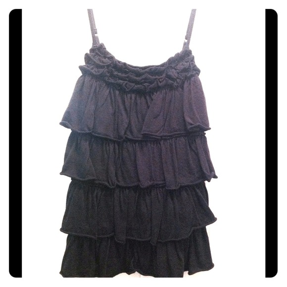Black ruffle spaghetti strap - Picture 1 of 1