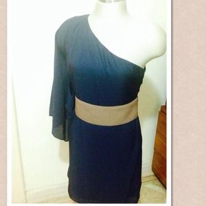 One sleeve Akira navy dress with sash