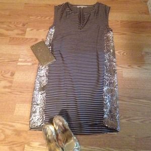 Rachel Roy striped sheath dress w/ sequined sides