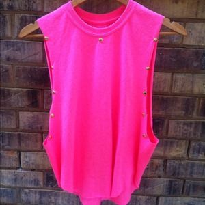 studded neon pink tank