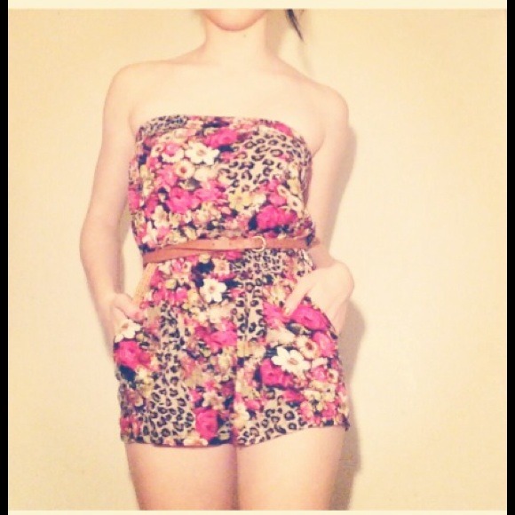 Floral and cheetah romper
