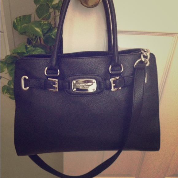 Michael Kors Handbags - Michael Kors Hamilton Black/Silver Tote Bag