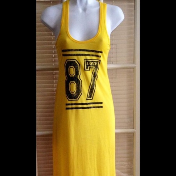 NWT super cute and sporty yellow maxi dress, small