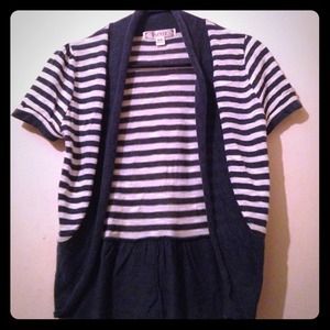 navy & white stripe cardigan