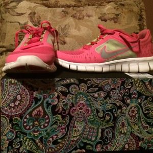 Nike neon pink and yellow free runs