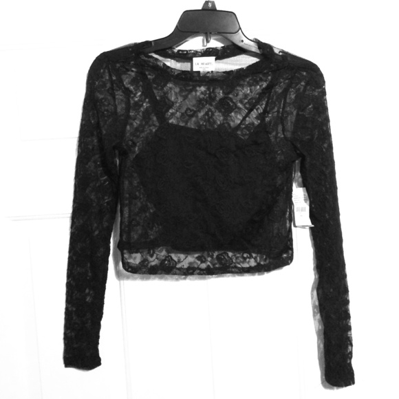 NWT! Black lace crop top - Picture 1 of 2