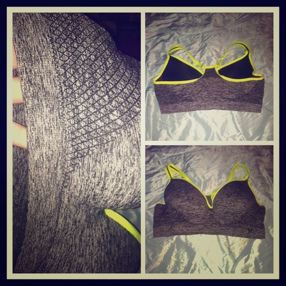 Razorback sports bra - neon yellow & grey