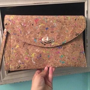Francesca's Cork Splatter clutch/shoulder bag