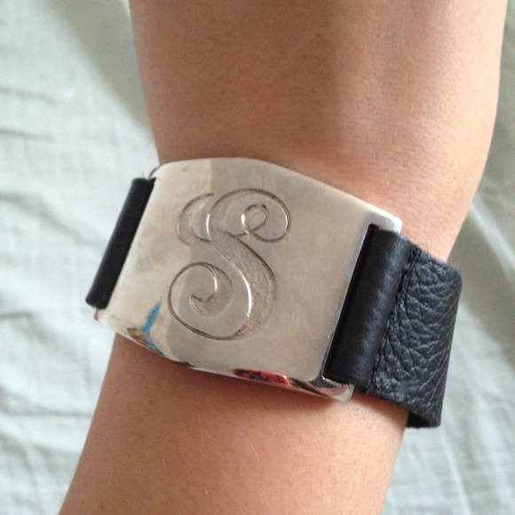 Classic Leather Cuff with S Initial