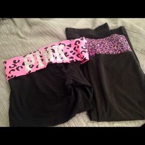 Two pairs of PINK yoga capris. Size medium