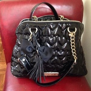 Black patent leather betsey johnson bag