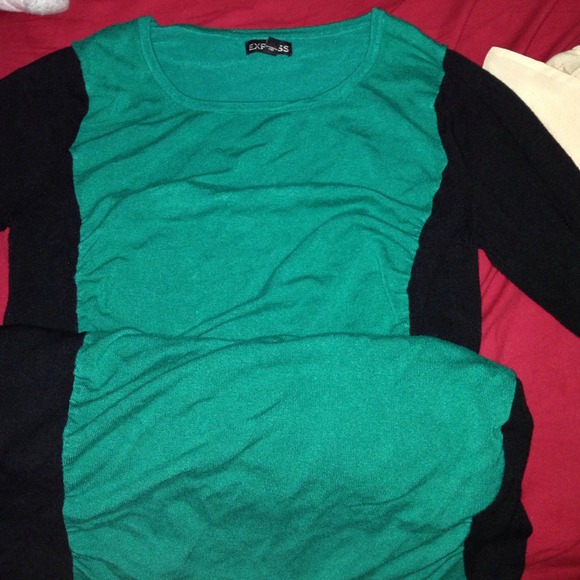 Green and black express dress