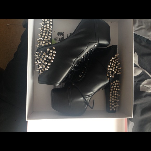 Black "Spiked Litas" by Jeffrey Campbell