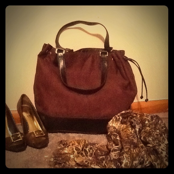 Large brown suede bag