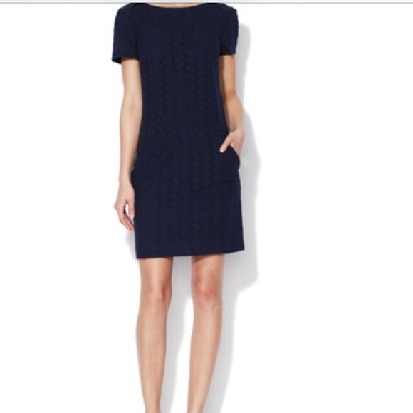 Black cotton eyelet short sleeve shirt dress