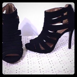 BCBG strappy black heels
