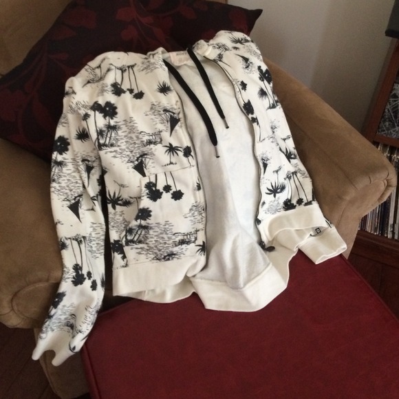 Cream. Tropical themed hoodie