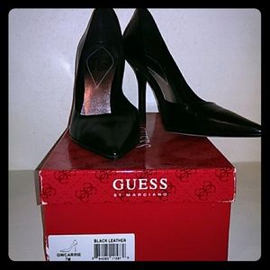 Guess black leather heels