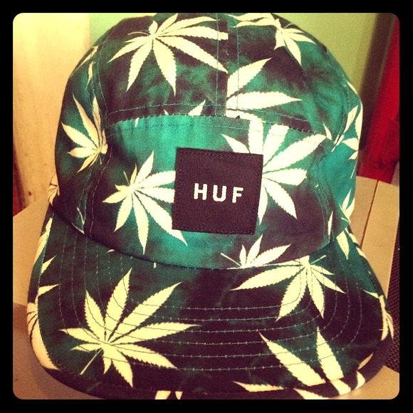 Green and white HUF hat