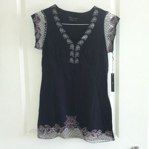 Small Embroidered Black BCBG Top