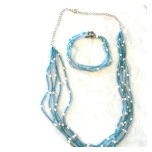 5 strand necklace w/3 strand matching bracelet
