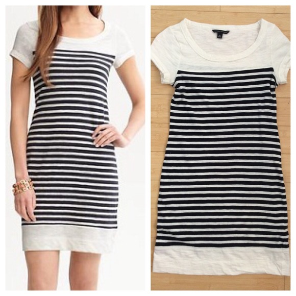 Banana Republic Navy Striped T-Shirt Dress XS