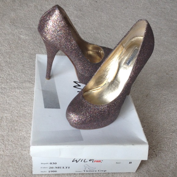 Multi color glitter heels