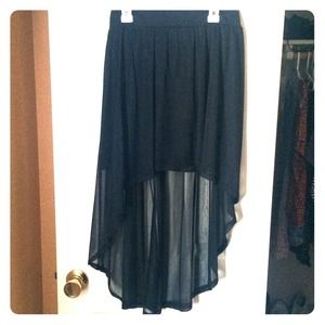 Black Sheer High-Low Skirt