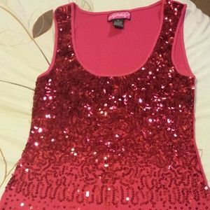 Red sequined tank top