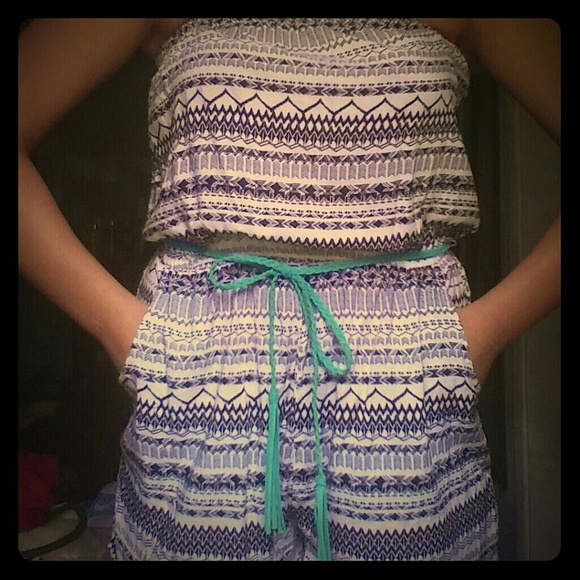 strapless aztec romper