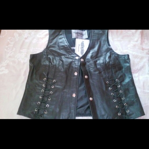 Black leather vest
