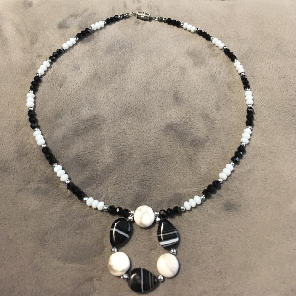 Striped Agate and White Jasper Necklace